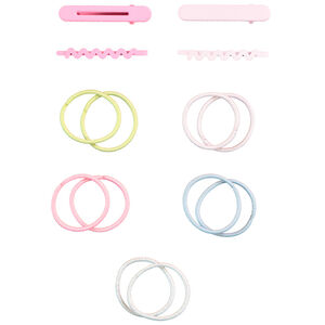 Lot de 4 barrettes + 10 élastiques pour fille 
