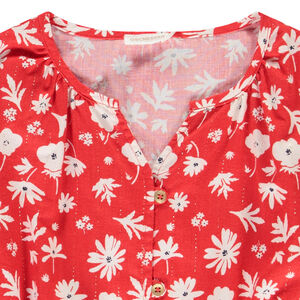 Blusa en twill brillante estampada de flores para niña 