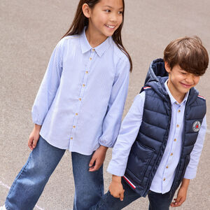 Camisa de manga larga de popelina a rayas para niña 