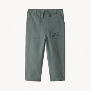 Pantalón de tela armada lisa con bolsillos para bebé niño 