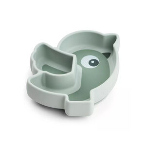 Plato compartimentado de silicona con ventosa Birdee verde 