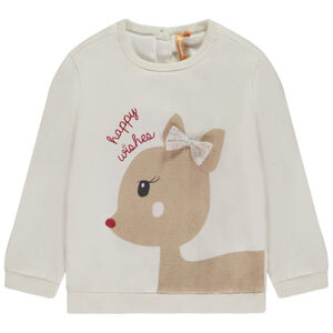 Jersey de punto de terciopelo con estampado de ciervo para bebé niña 