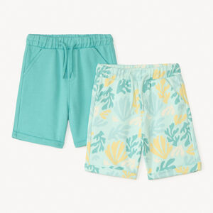 Lote de 2 bermudas de felpa con estampado para bebé niño 