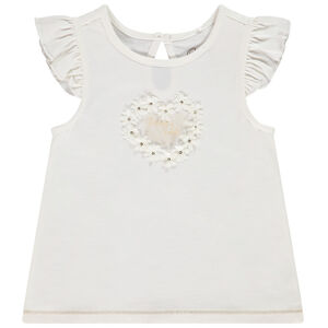 Camiseta de manga corta con volantes de jersey y flores para bebé niña 