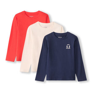 Lote de 3 camisetas de manga larga con estampado de casco para niño 