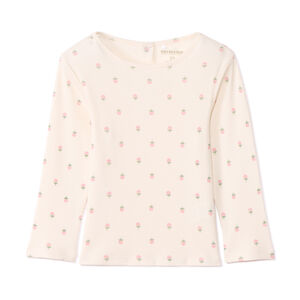 Camiseta de manga larga en punto acanalado con estampado de flores para bebé niña 