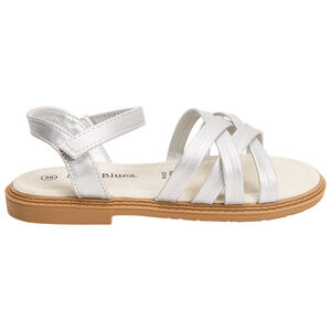 Sandalias plateadas con tiras cruzadas para niña 