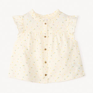 Blusa de bebé niña con mangas con volantes y estampado de corazones 