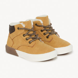 Botín camel con cordones y cremallera para bebé niño 