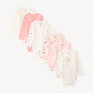 Lote de 7 bodies de manga larga temática forêt para bebé niña con aperturas diferentes según la edad 