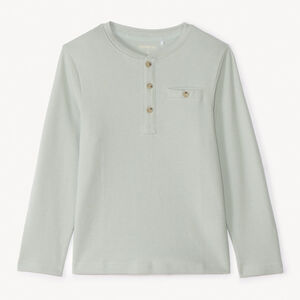Camiseta de manga larga lisa con cuello tunecino para niño 
