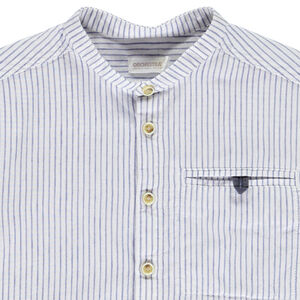Camisa de manga corta a rayas con cuello mao para niño 
