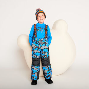 Pantalón de esquí con estampado de camuflaje y tirantes desmontables para niño 