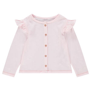 Chaqueta de algodón slub con mangas con volantes 