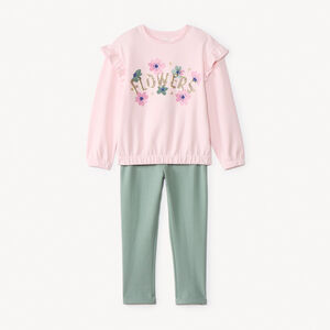 Conjunto de chándal en scuba con lentejuelas para niña 