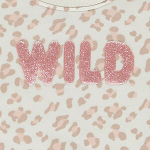 Sudadera de felpa estampada con impresión puff brillante para niña 