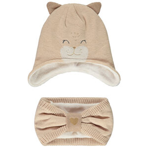 Conjunto de gorro y snood de punto para bebé niña 
