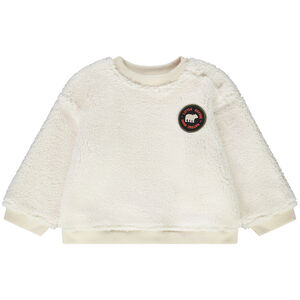 Sudadera de felpa sherpa con parche bordado para niño. 