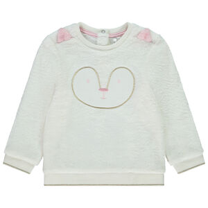 Sudadera de sherpa con bordado y orejas divertidas para bebé niña 