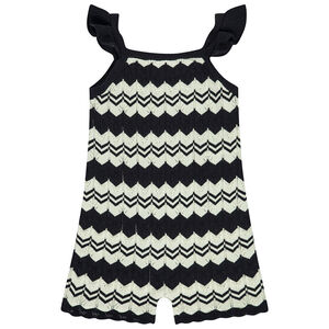 Pelele corto de crochet con estampado azteca para niña 