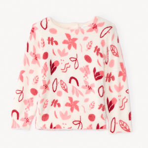 Jersey de manga larga peluche suave con estampado artístico para bebé niña 