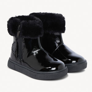 Botines de charol con cuello de piel sintética para bebé niña 