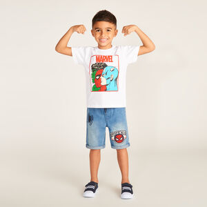 Camiseta de manga corta con estampado de Héroes Marvel para niño 