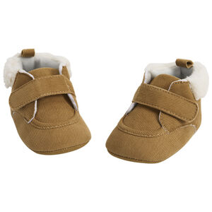 Botines de terciopelo de canalé con cuello de sherpa para bebé niño 