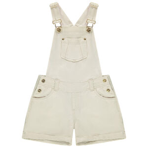 Salopette corta en tela lisa para niña 