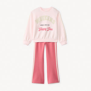 Conjunto de chándal en scuba con parches efecto bucles para niña 