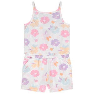 Mono corto de jersey slub con estampado floral para niña 