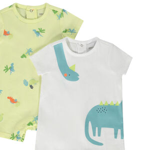 Lot de 2 combinaisons courtes motifs dinosaures pour bébé garçon 