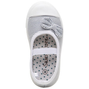 Bailarinas de lona a rayas con hilos brillantes y lazo del 20 al 23 