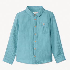 Camisa de manga larga lisa con bolsillo para niño 