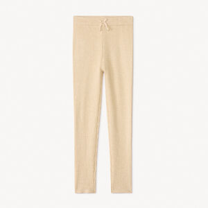 Calzoncillo largo de punto acanalado liso con lazo decorativo para niña 