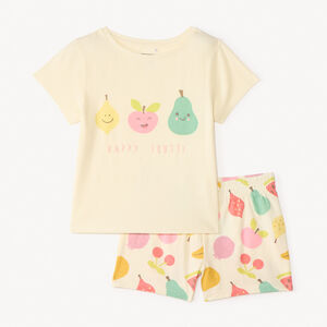 Conjunto de pijama corto de 2 piezas con estampado de frutas para niña 