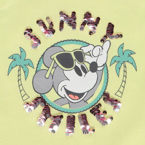 Camiseta sin mangas con estampado de Mickey Disney y lentejuelas mágicas para niña 