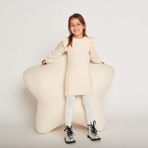 Vestido de manga larga de punto liso para niña 