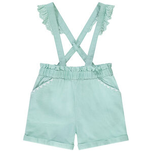 Short à bretelles volantées en broderie anglaise pour bébé fille 