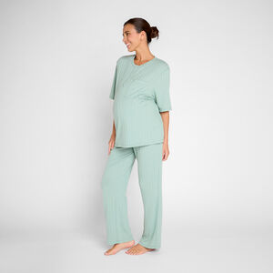 Camiseta de pijama premamá de manga 3/4 en punto canalé 