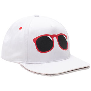 Gorra rayada de twill con gafas impresas y visera doble 