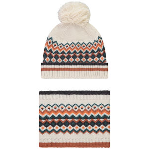 Conjunto gorro con pompón y snood estampado para niño 