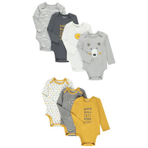 Pack de 7 bodis de manga larga de algodón fantasía para bebé niño 
