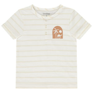 Camiseta de manga corta a rayas con botones para niño 