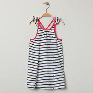 Vestido impreso con tirantes con volante para bebé niña 