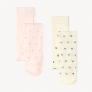 Conjunto de 2 medias gruesas con motivos de lurex para niña 