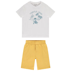 Conjunto corto de 2 piezas con estampado de fantasía para niño 