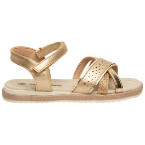 Sandalias doradas efecto metálico con corazones calados para niña 