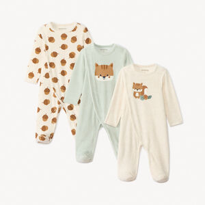 Lote de 3 peleles con estampado de ardilla para bebé con aperturas diferentes según la edad 