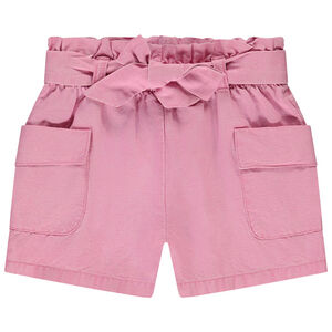 Short de tela lisa con lazo para bebé niña 